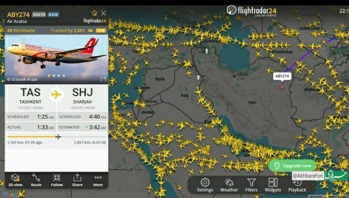 دومین هواپیمای خارجی از آسمان ایران عبور کرد دومین هواپیمای خارجی از آسمان ایران عبور کرد