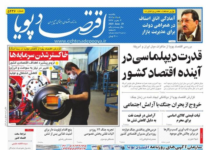 صفحه اول روزنامه های اقتصادی ۸ تیر ۱۴۰۴