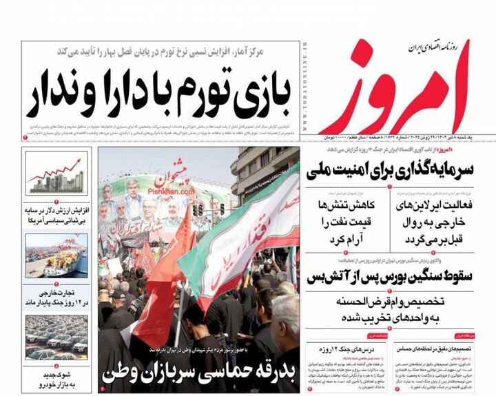 صفحه اول روزنامه های اقتصادی ۸ تیر ۱۴۰۴