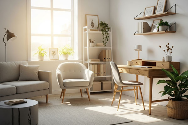 نمای داخلی یک اتاق نشیمن تمیز و مرتب