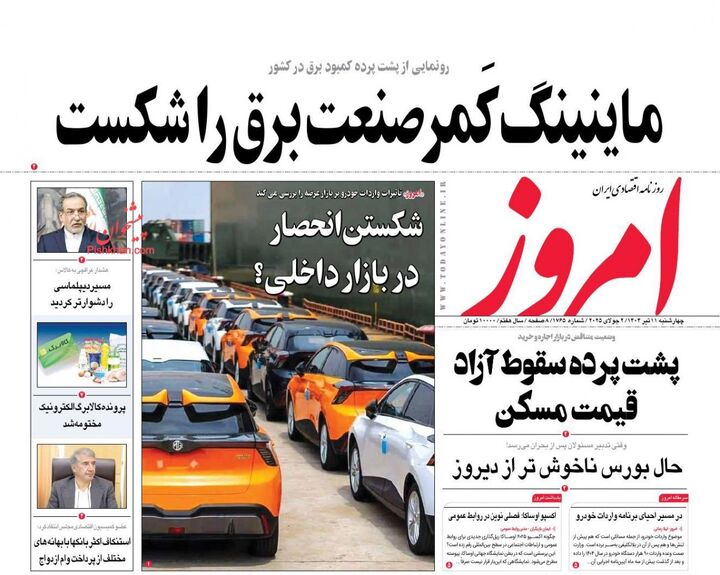 صفحه اول روزنامه های اقتصادی ۱۱ تیر ۱۴۰۴