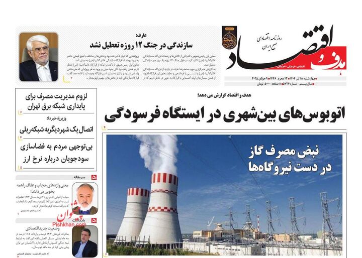 صفحه اول روزنامه های اقتصادی ۱۸ تیر ۱۴۰۴