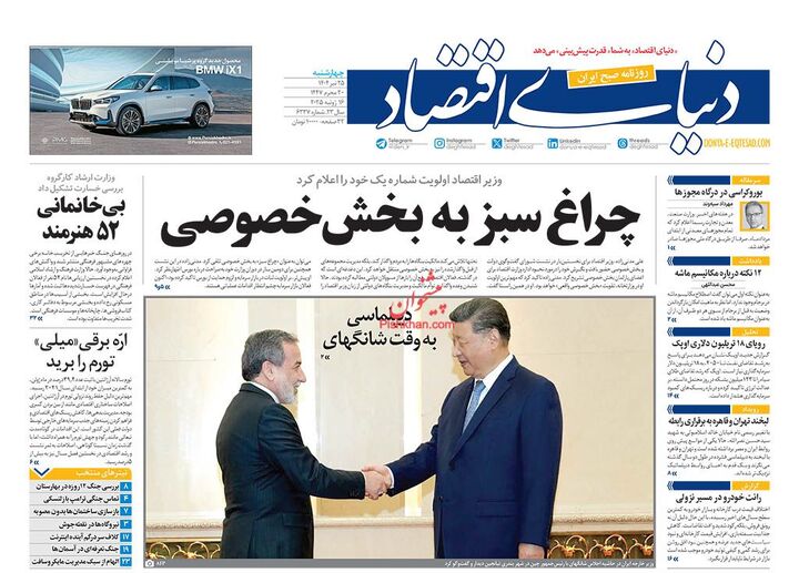 صفحه اول روزنامه های اقتصادی ۲۵ تیر ۱۴۰۴
