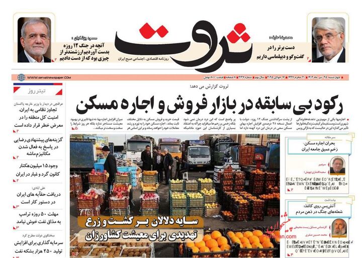 صفحه اول روزنامه های اقتصادی ۲۵ تیر ۱۴۰۴