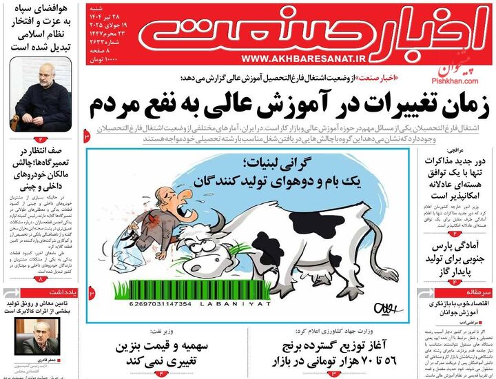 صفحه اول روزنامه های اقتصادی ۲۸ تیر ۱۴۰۴