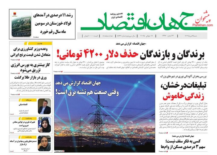 صفحه اول روزنامه های اقتصادی ۲۸ تیر ۱۴۰۴