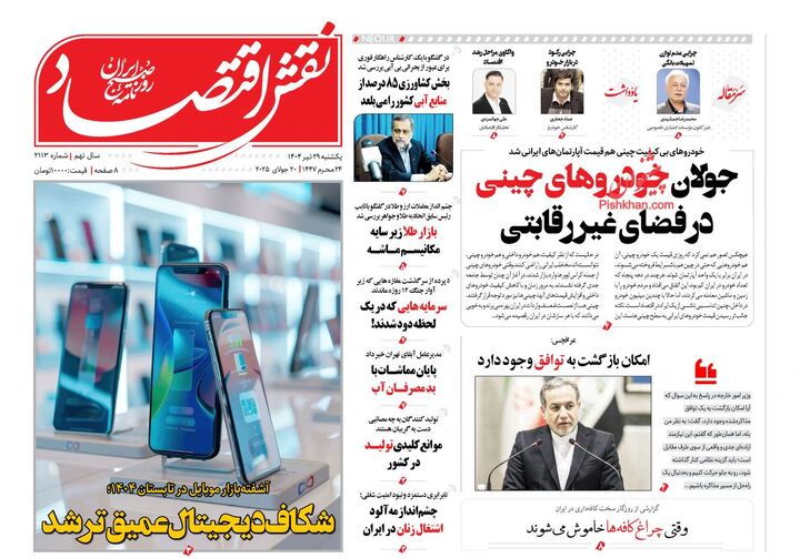 صفحه اول روزنامه های اقتصادی ۲۹ تیر ۱۴۰۴