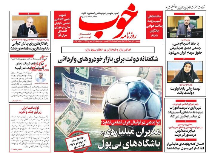 صفحه اول روزنامه های اقتصادی ۳۰ تیر ۱۴۰۴