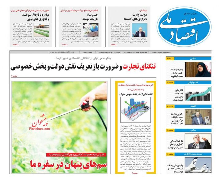 صفحه اول روزنامه های اقتصادی ۱ مرداد ۱۴۰۴