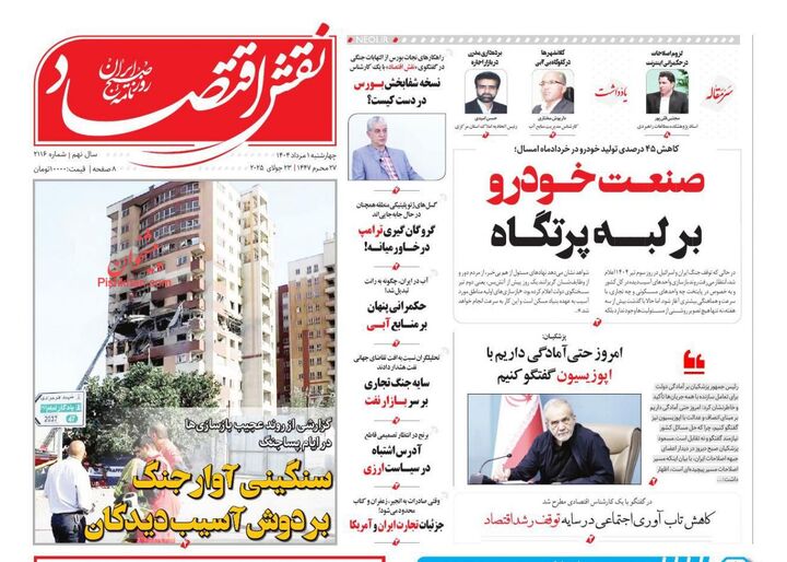 صفحه اول روزنامه های اقتصادی ۱ مرداد ۱۴۰۴