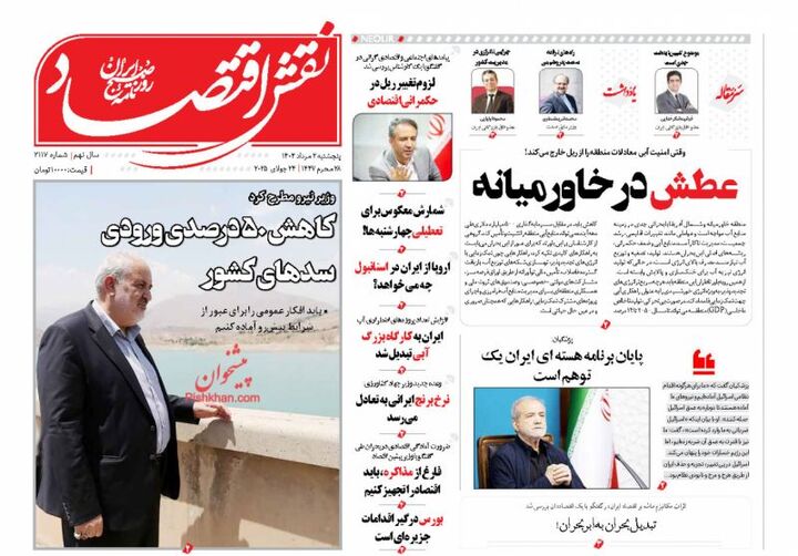 صفحه اول روزنامه های اقتصادی ۲ مرداد ۱۴۰۴