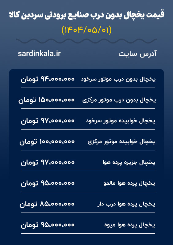 لیست قیمت یخچال پرده هوا