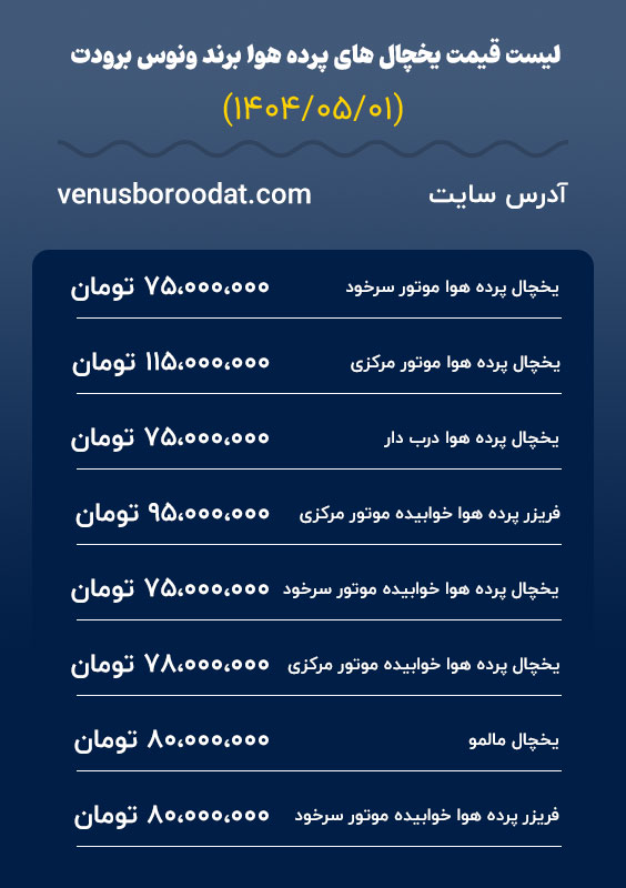 لیست قیمت یخچال پرده هوا