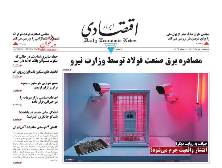 صفحه اول روزنامه های اقتصادی ۶ مرداد ۱۴۰۴