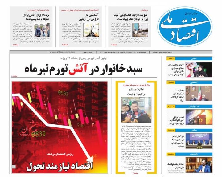 صفحه اول روزنامه های اقتصادی ۷ مرداد ۱۴۰۴