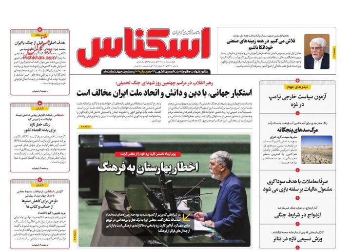 صفحه اول روزنامه های اقتصادی ۸ مرداد ۱۴۰۴