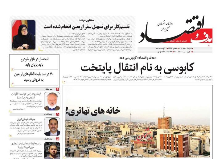 صفحه اول روزنامه های اقتصادی ۱۱ مرداد ۱۴۰۴