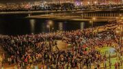 تحصن مردم مغرب در اعتراض به پهلوگرفتن کشتی‌های رژیم صهیونیستی