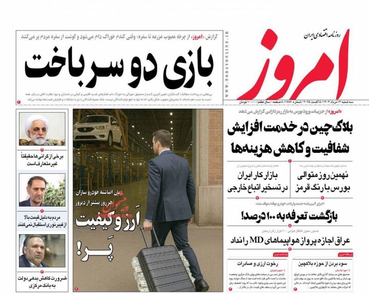 صفحه اول روزنامه های اقتصادی ۱۴ مرداد ۱۴۰۴