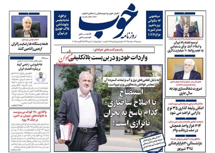 صفحه اول روزنامه های اقتصادی ۱۴ مرداد ۱۴۰۴
