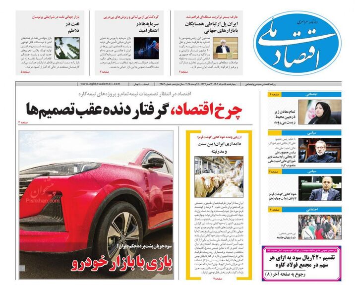 صفحه اول روزنامه های اقتصادی ۱۵ مرداد ۱۴۰۴