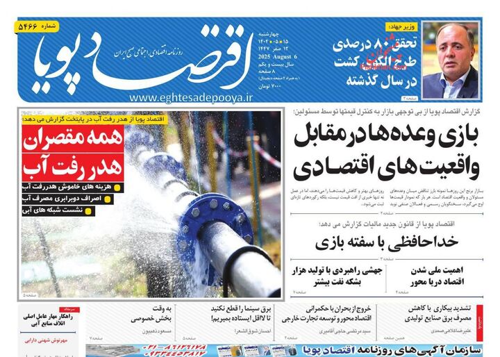 صفحه اول روزنامه های اقتصادی ۱۵ مرداد ۱۴۰۴
