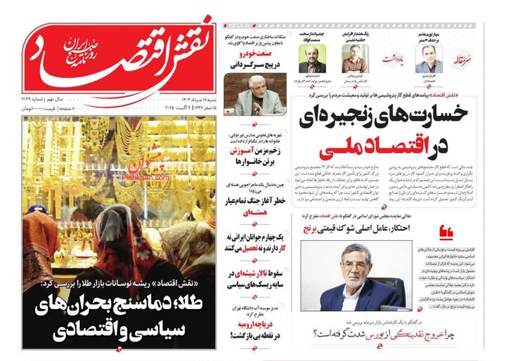 صفحه اول روزنامه های اقتصادی ۱۸ مرداد ۱۴۰۴