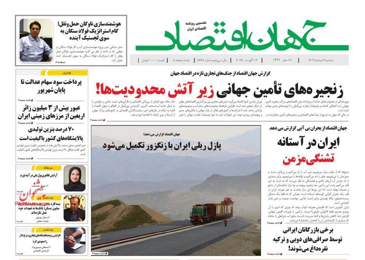 صفحه اول روزنامه های اقتصادی ۲۱ مرداد ۱۴۰۴
