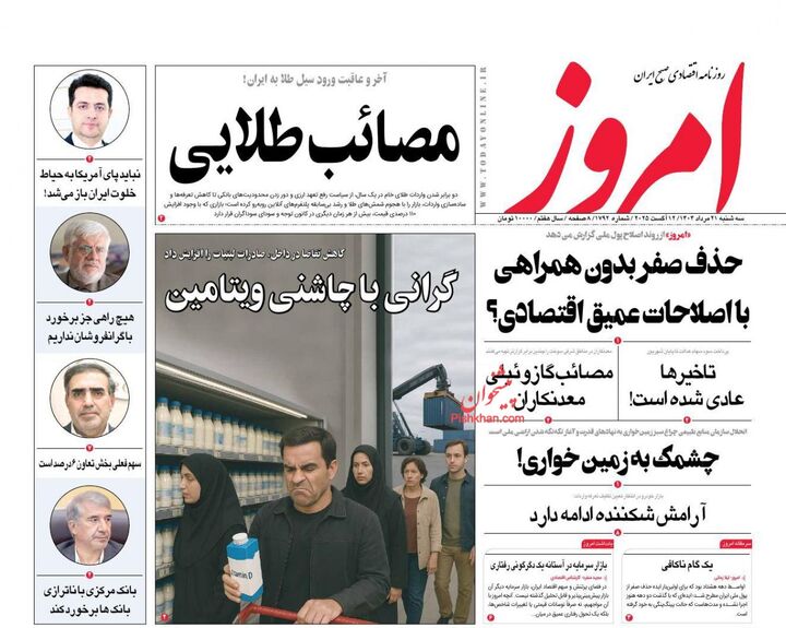 صفحه اول روزنامه های اقتصادی ۲۱ مرداد ۱۴۰۴