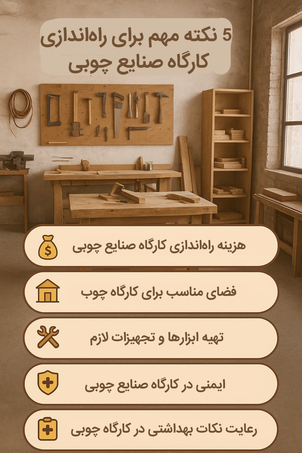 راه‌اندازی یک کارگاه صنایع چوبی: معرفی ۵ نکته ضروری و طلایی
