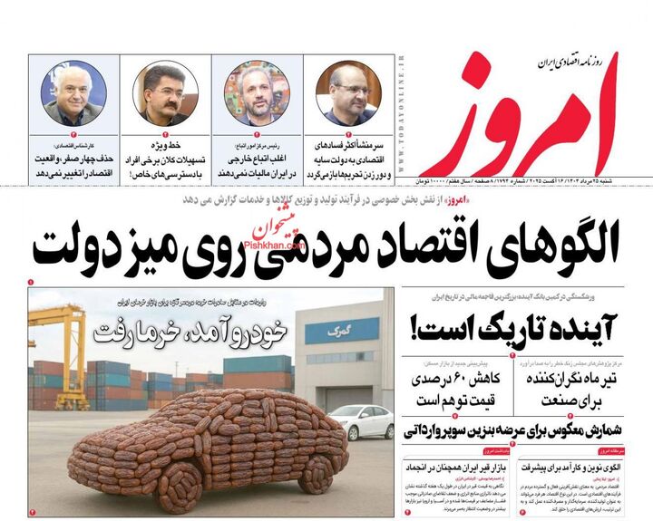 صفحه اول روزنامه های اقتصادی ۲۵ مرداد ۱۴۰۴