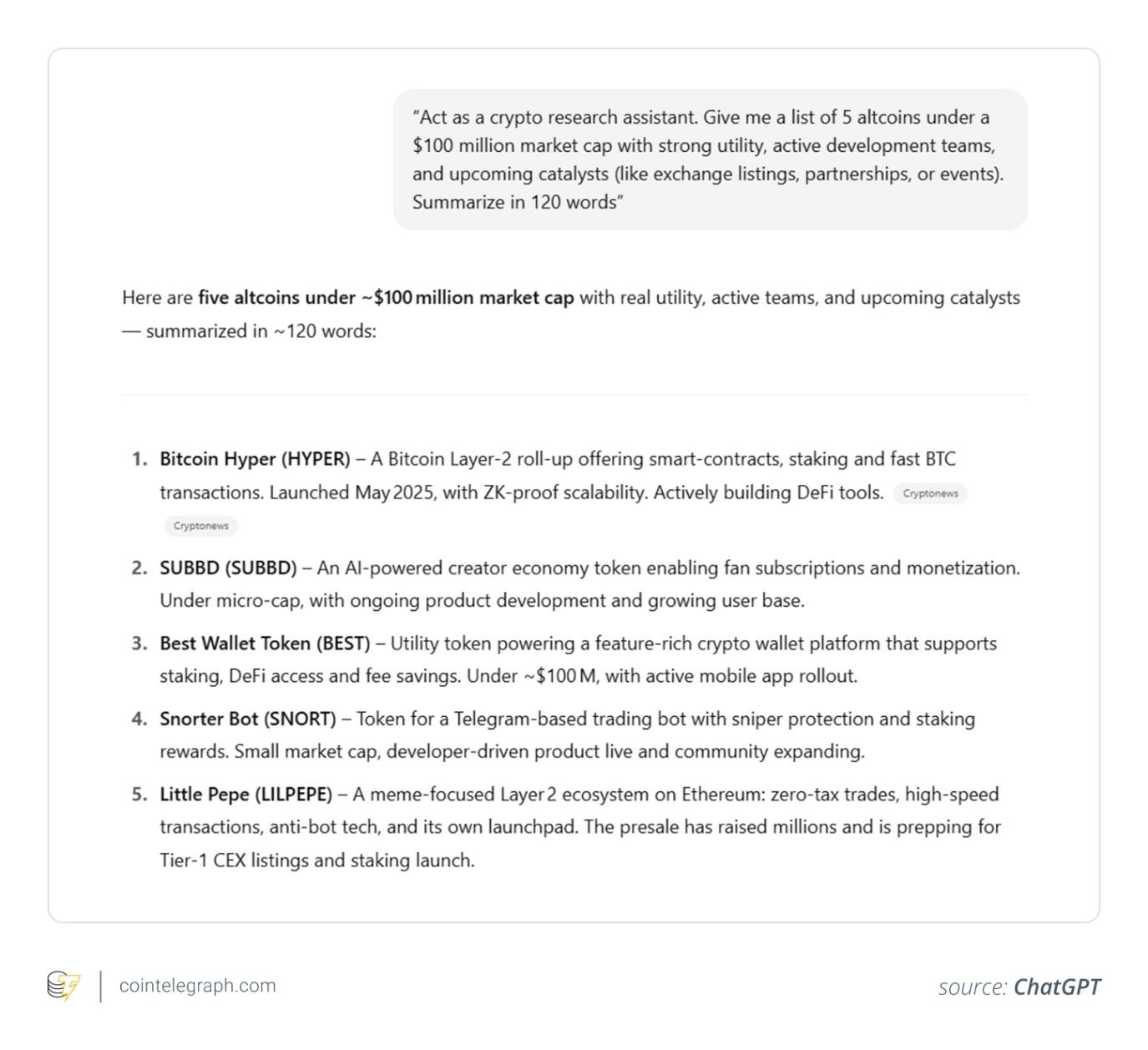 چگونه با ChatGPT پامپ آلتکوینها را قبل از شروع شناسایی کنیم؟