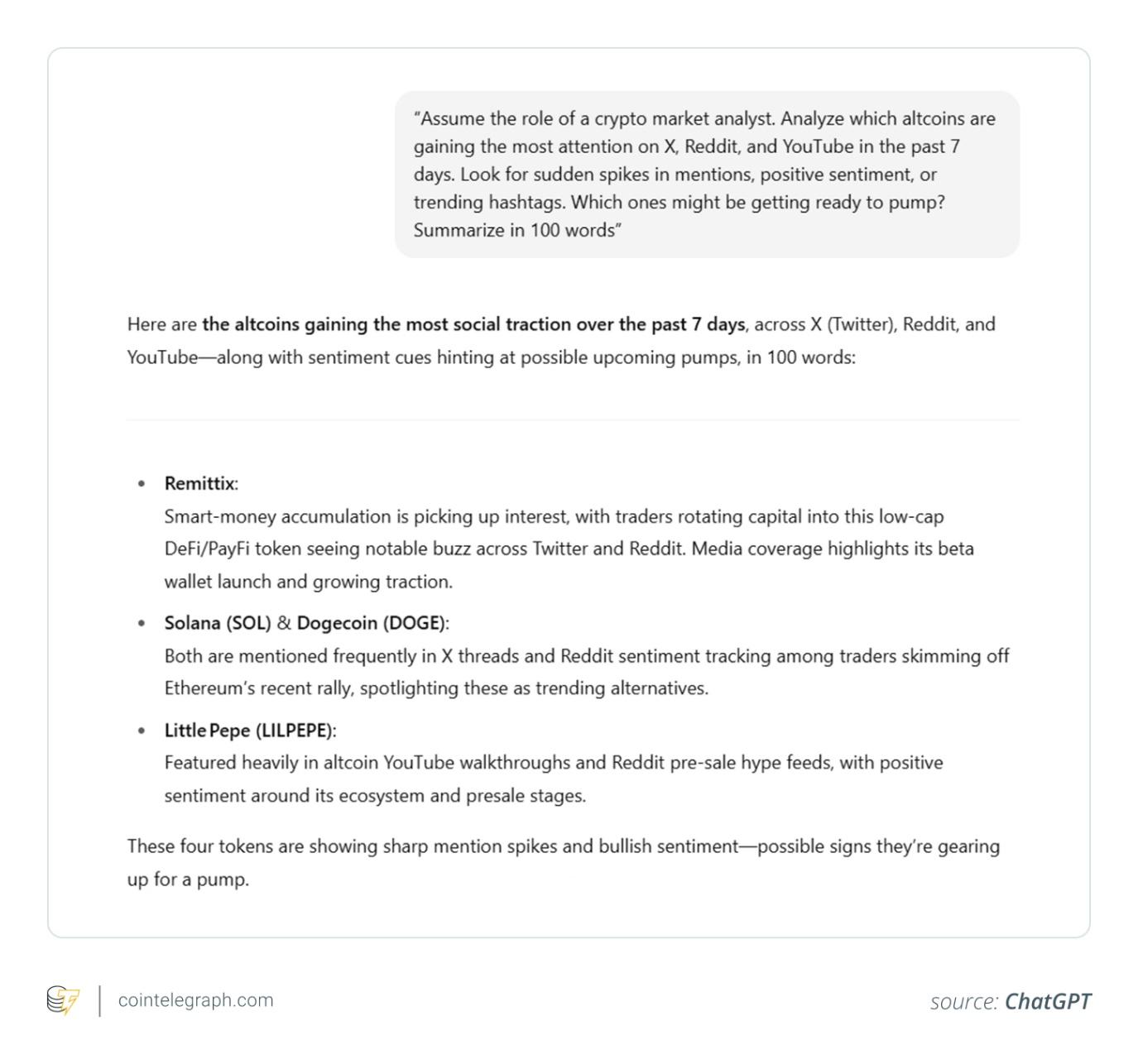 چگونه با ChatGPT پامپ آلتکوینها را قبل از شروع شناسایی کنیم؟