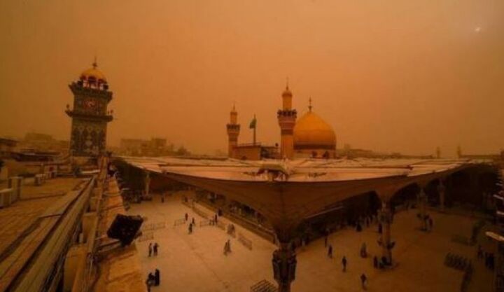 گرد و خاک گسترده شهرهای زیارتی عراق را فرا گرفت