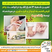 تعیین شعبه ۱۴ هزار فقره درخواست وام‌ قرض‌الحسنه ازدواج و فرزندآوری در مردادماه توسط بانک