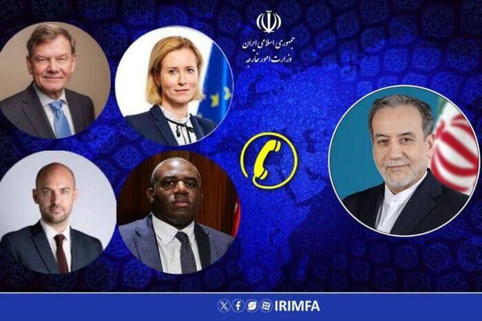 گفتگوی عراقچی با وزرای خارجه سه کشور اروپایی و هماهنگ‌کننده سیاست خارحی اتحادیه اروپا