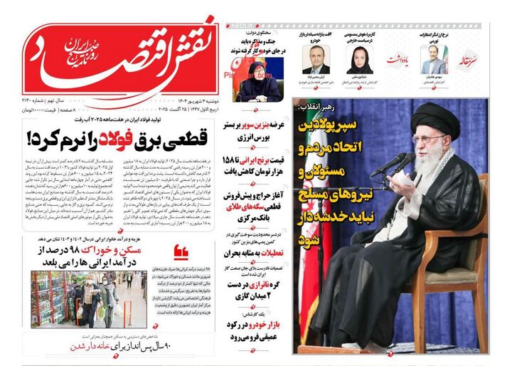 صفحه اول روزنامه های اقتصادی ۳ شهریور ۱۴۰۴