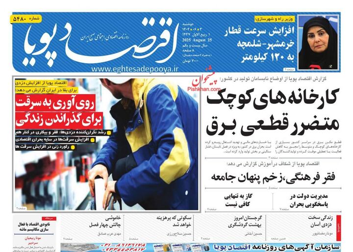 صفحه اول روزنامه های اقتصادی ۳ شهریور ۱۴۰۴