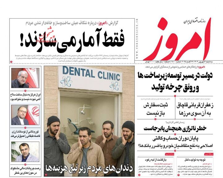 صفحه اول روزنامه های اقتصادی ۴ شهریور ۱۴۰۴