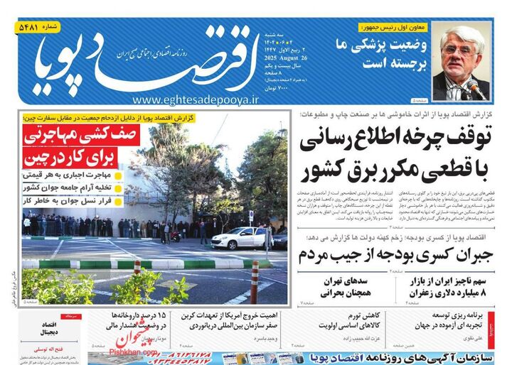 صفحه اول روزنامه های اقتصادی ۴ شهریور ۱۴۰۴