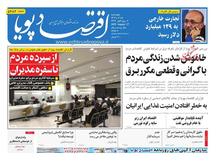 صفحه اول روزنامه های اقتصادی ۵ شهریور ۱۴۰۴