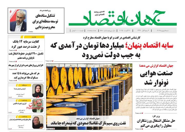 صفحه اول روزنامه های اقتصادی ۸ شهریور ۱۴۰۴