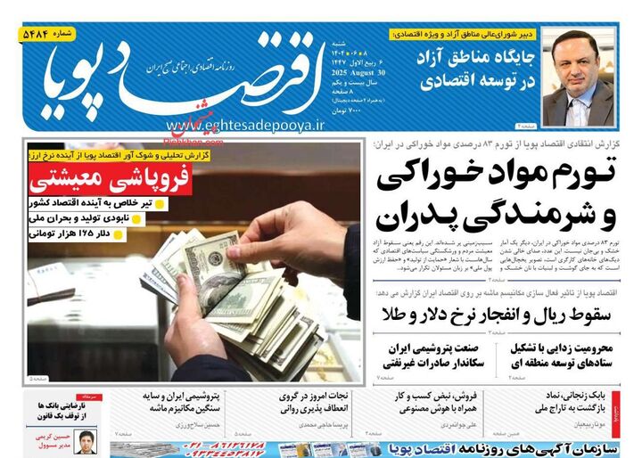 صفحه اول روزنامه های اقتصادی ۸ شهریور ۱۴۰۴
