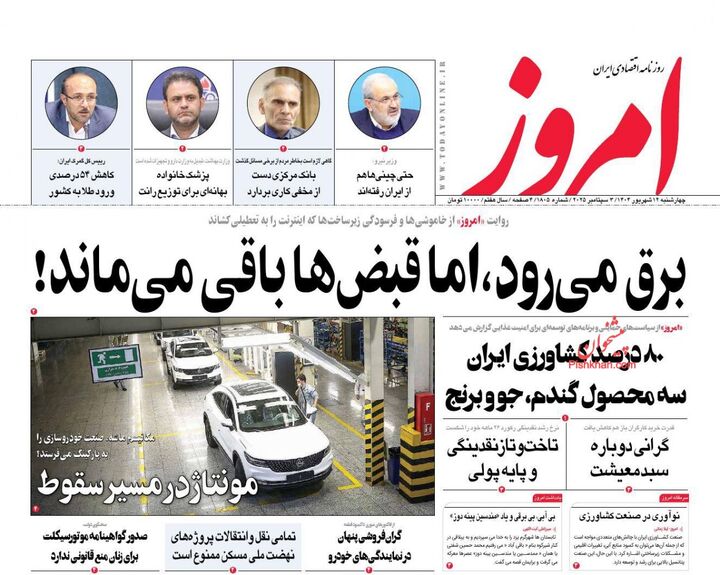 صفحه اول روزنامه های اقتصادی ۱۲ شهریور ۱۴۰۴