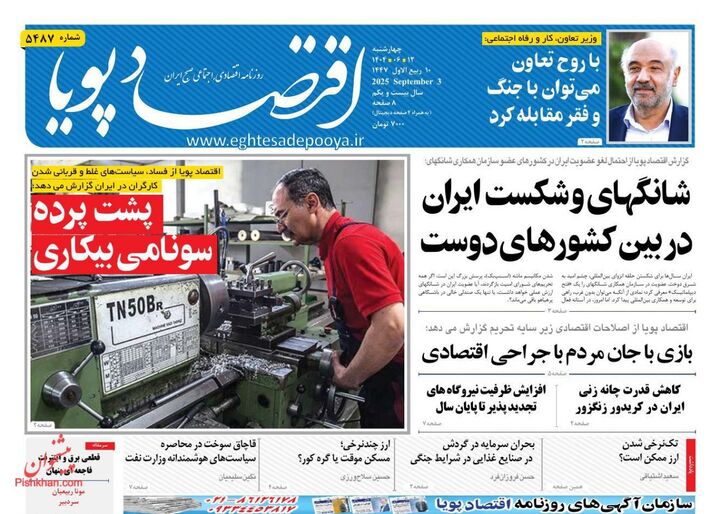 صفحه اول روزنامه های اقتصادی ۱۲ شهریور ۱۴۰۴
