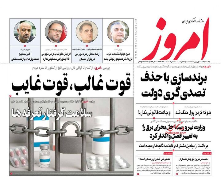 صفحه اول روزنامه های اقتصادی ۱۶ شهریور ۱۴۰۴