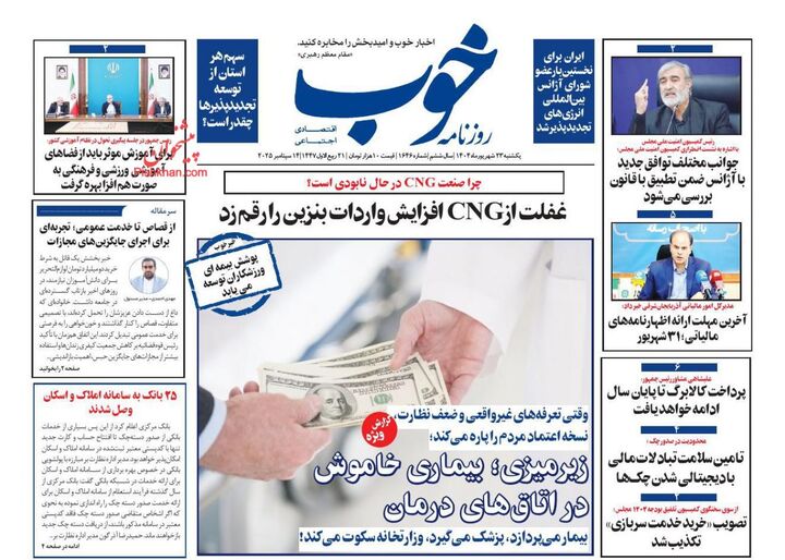 صفحه اول روزنامه های اقتصادی ۲۳ شهریور ۱۴۰۴