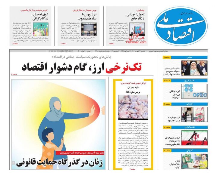 صفحه اول روزنامه های اقتصادی ۲۳ شهریور ۱۴۰۴