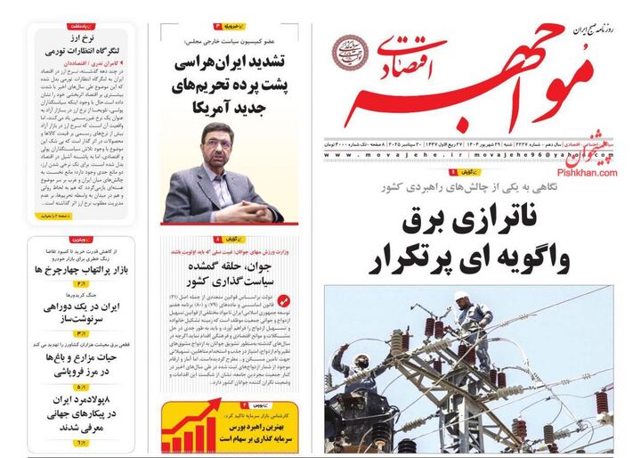 صفحه اول روزنامه های اقتصادی ۲۹ شهریور ۱۴۰۴