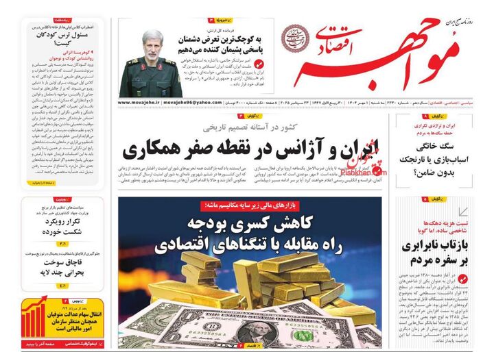 صفحه اول روزنامه های اقتصادی ۱ مهر ۱۴۰۴